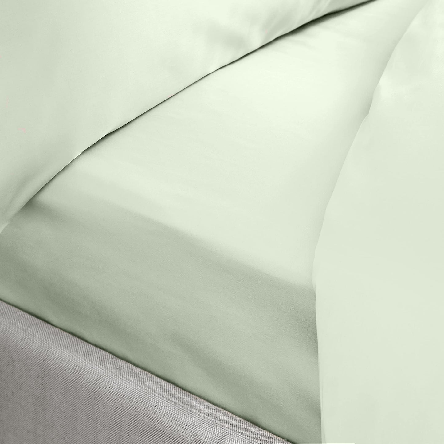 400TC Cotton Sateen Green Fitted Sheet