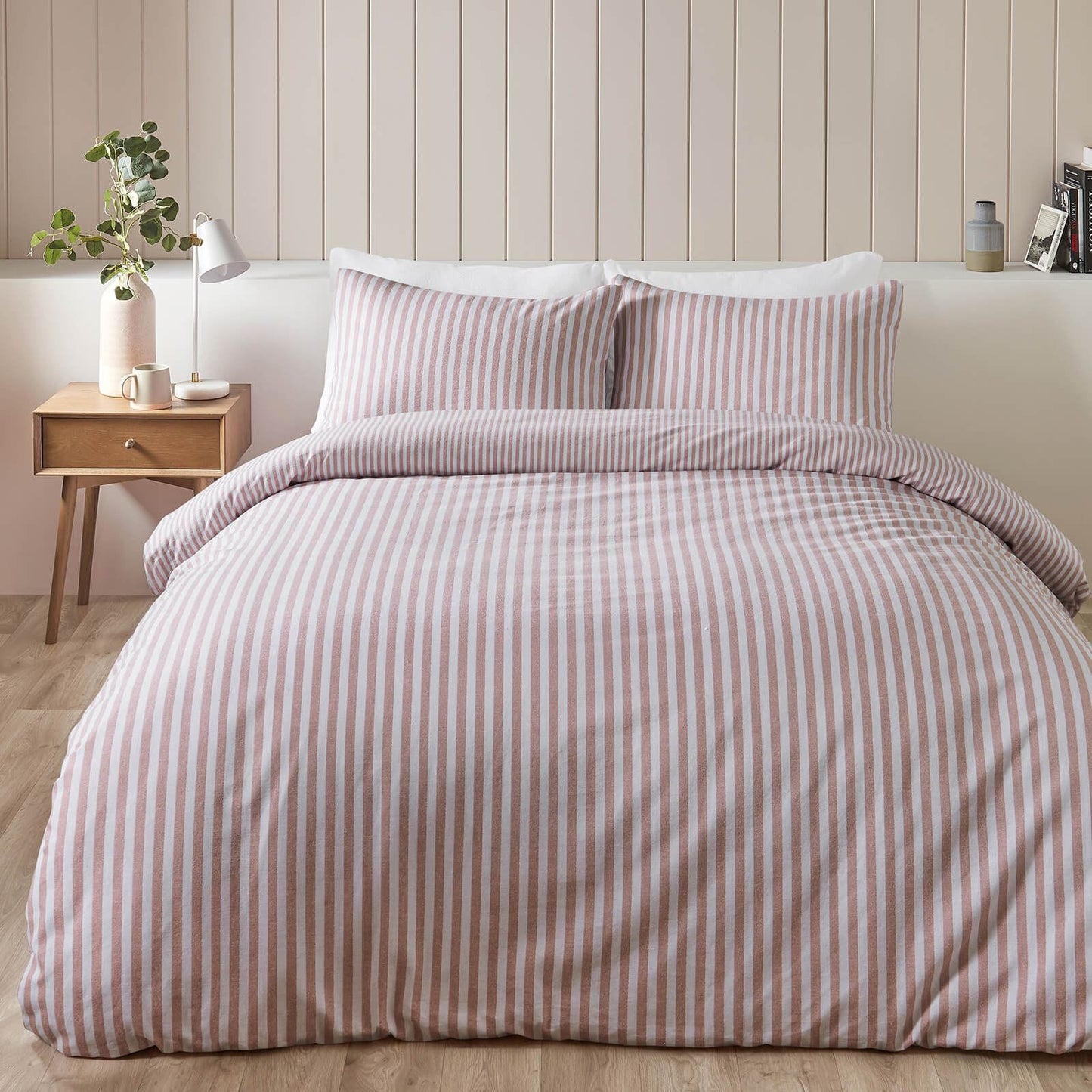 Brushed Stripe Blush Duvet Cover Set