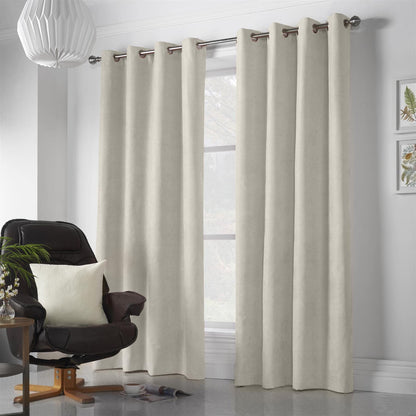 Velvet Chenille Cream Eyelet Curtains