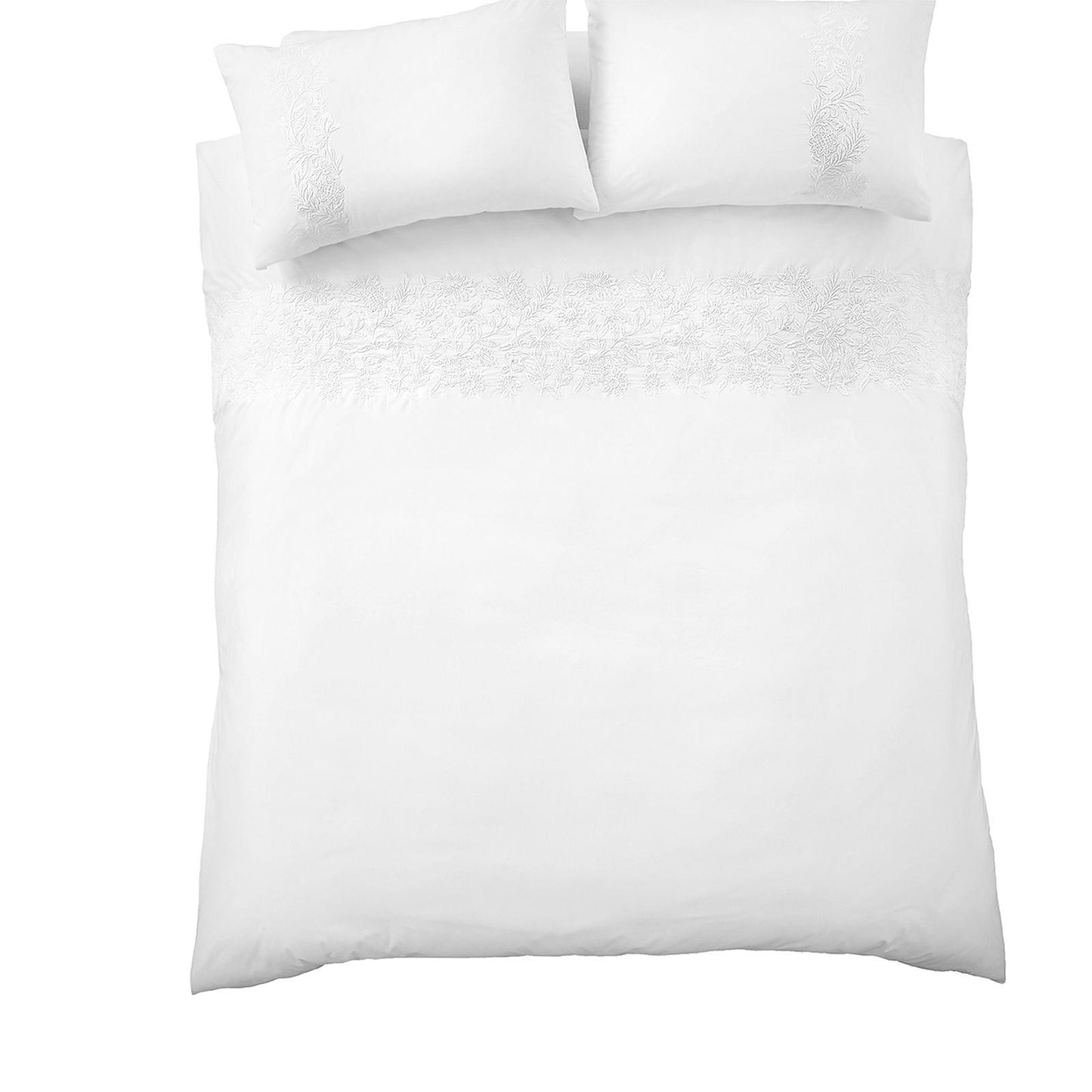 Bianca Embroidery Floral White Duvet Cover Set