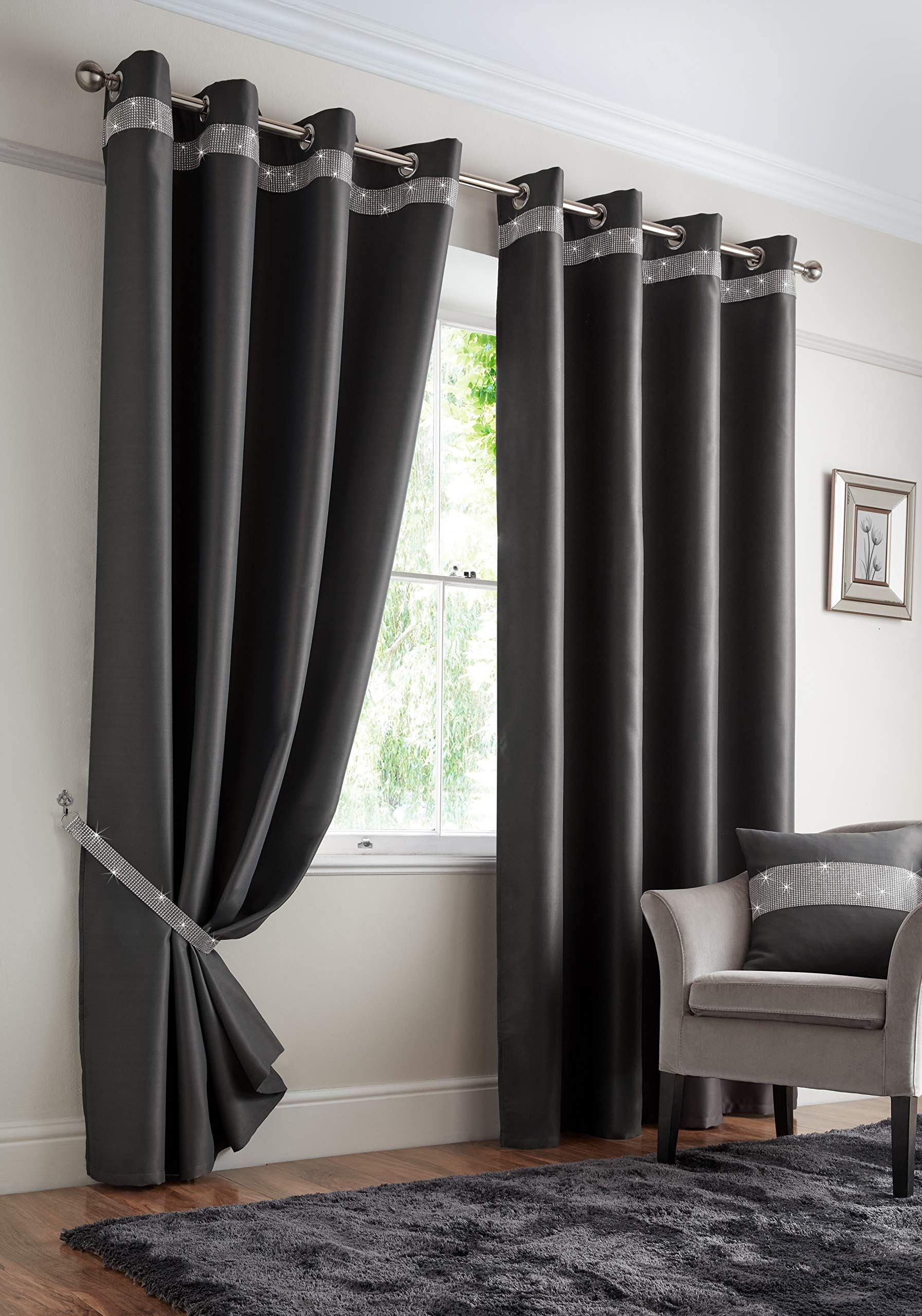 Palace Charcoal Eyelet Curtains