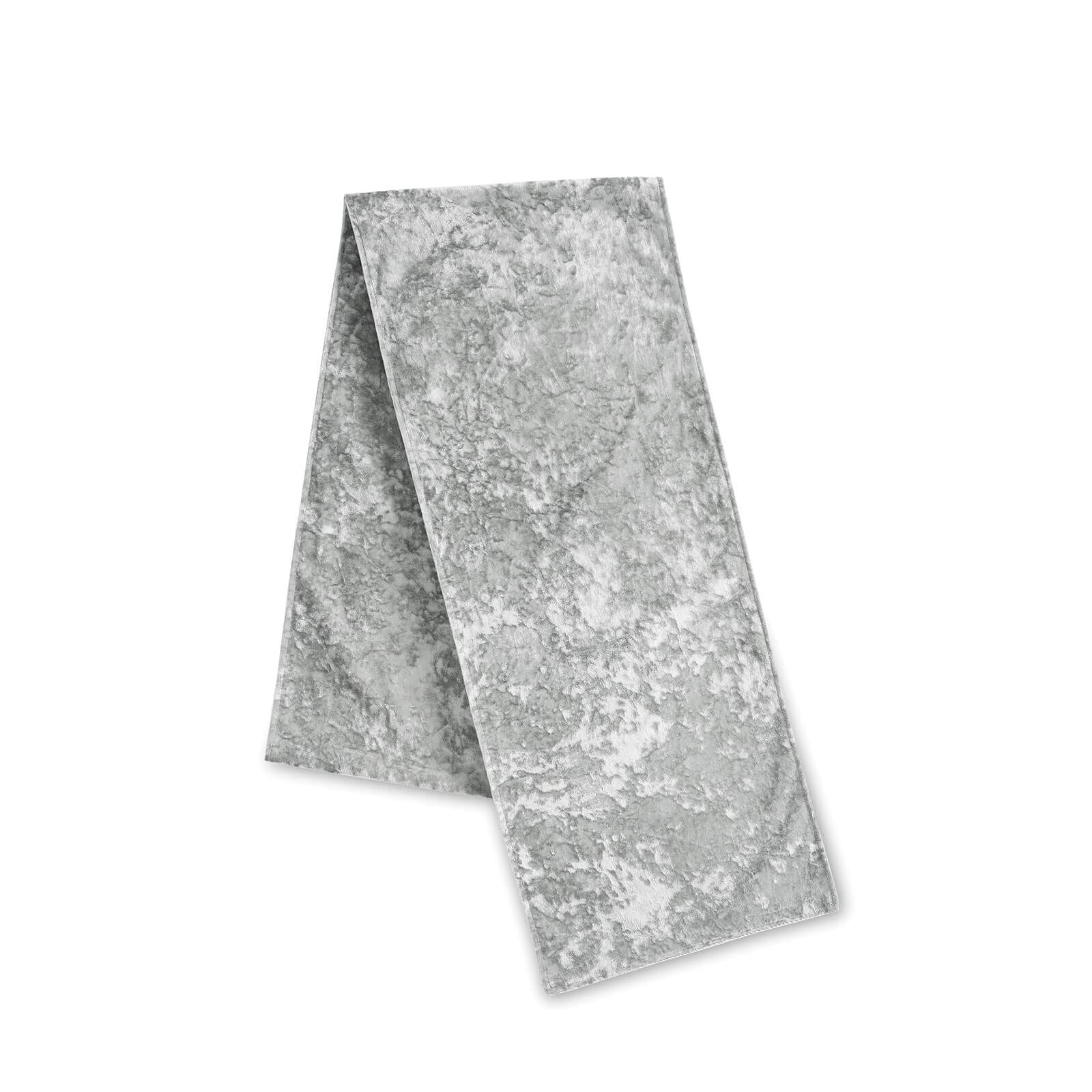 Crushed Velvet Silver Grey Table Runner