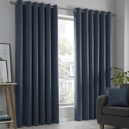 Strata Navy Eyelet Curtains