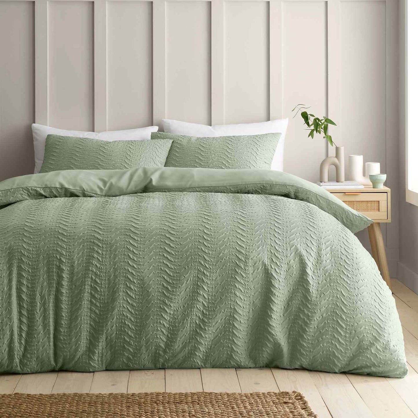 Heatset Wave Mint Green Duvet Cover Set