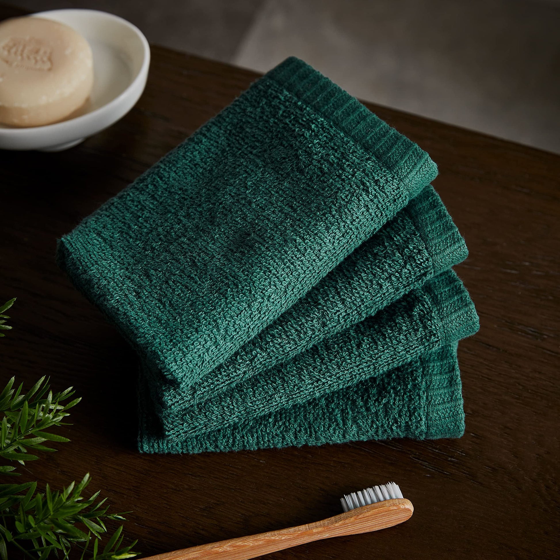 Quick Dry Forest Green Face Cloth 4 Pack