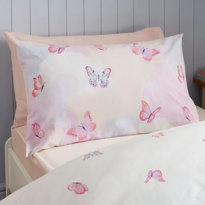 Catherine Lansfield Ombre Butterflies Reversible Bedding Duvet Cover Set Pink