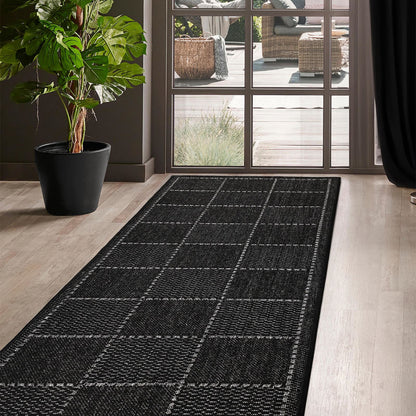 Flatweave Gel Check New Black Rug