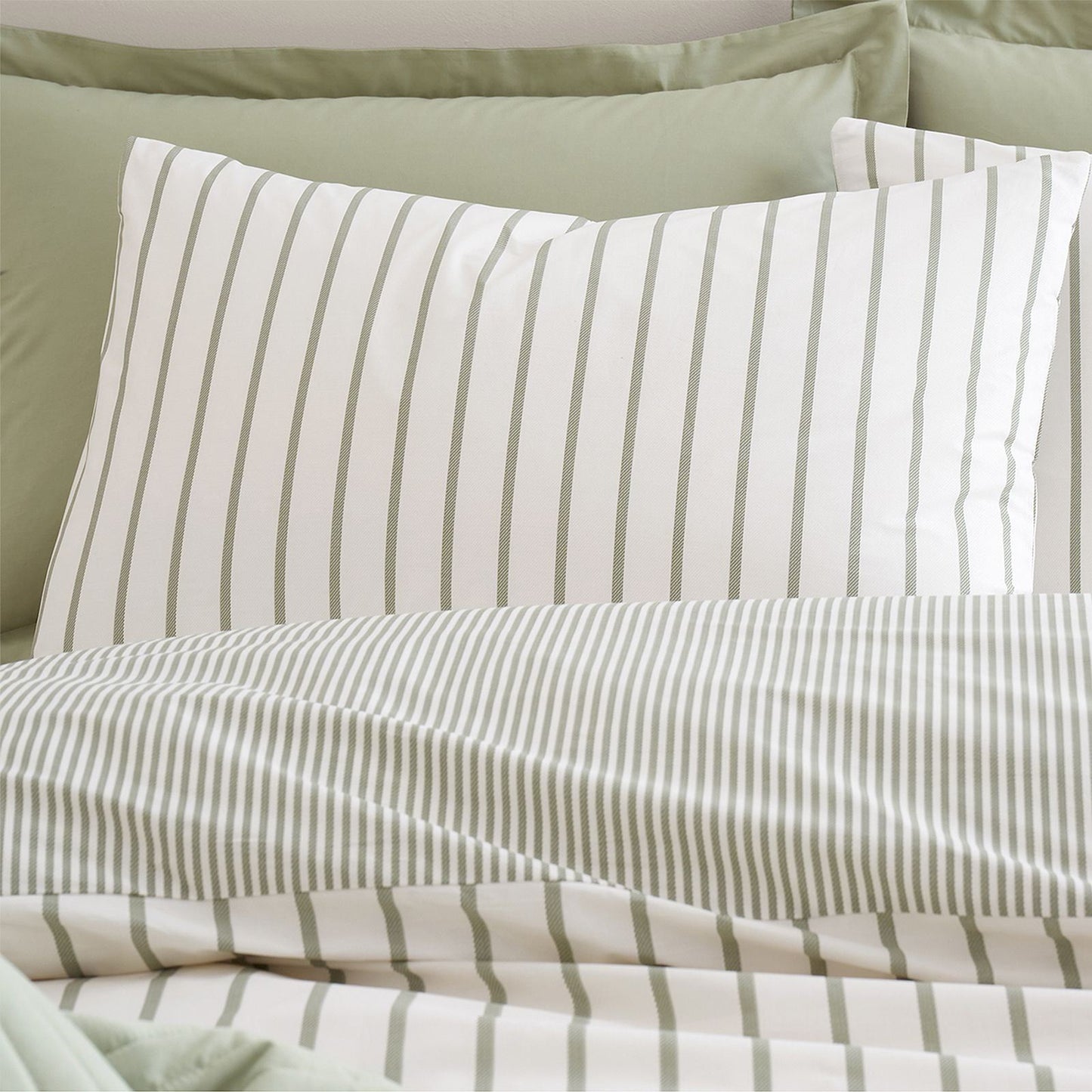 Bianca Hampton Stripe Green Duvet Cover Set