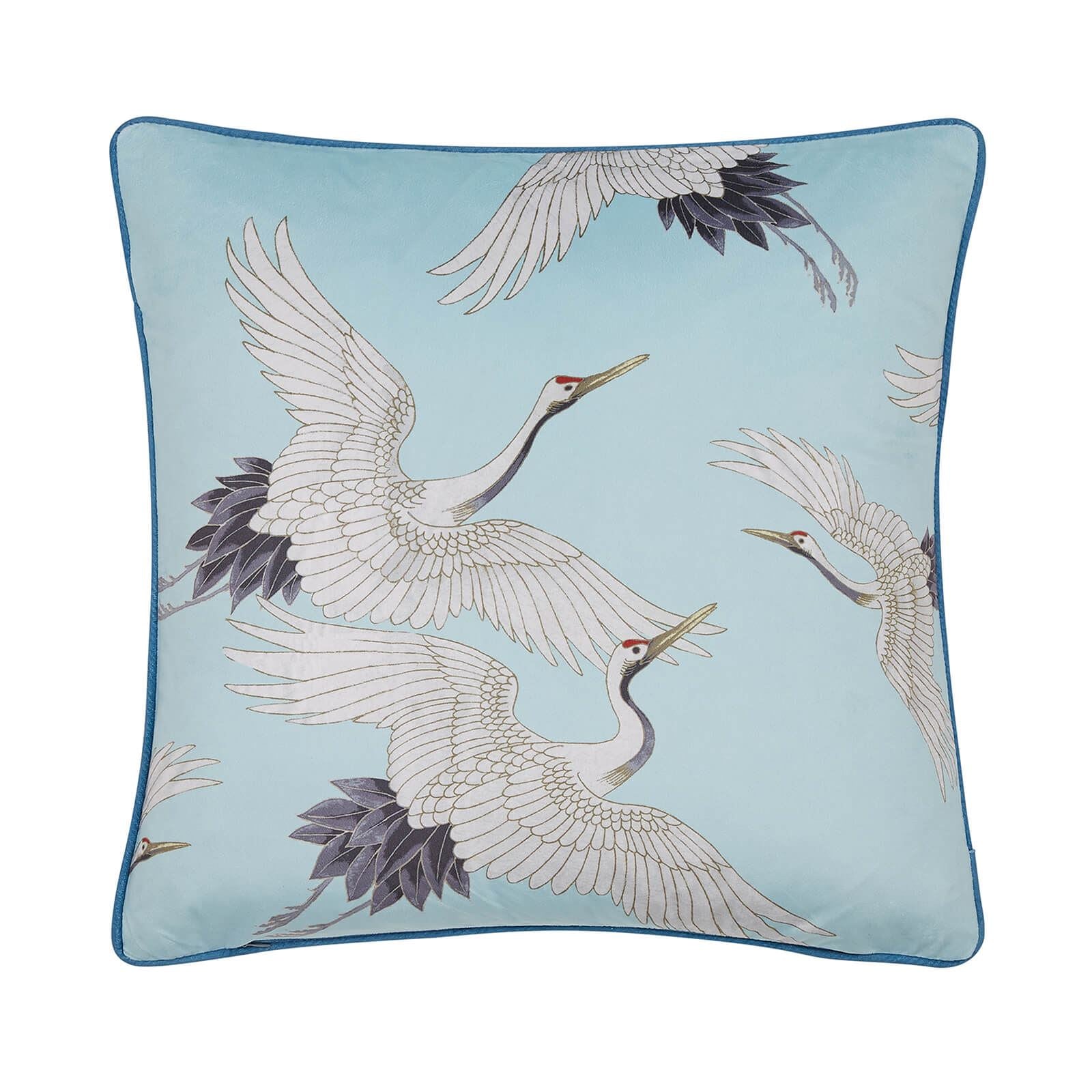 Cranes Duck Egg Filled Cushion