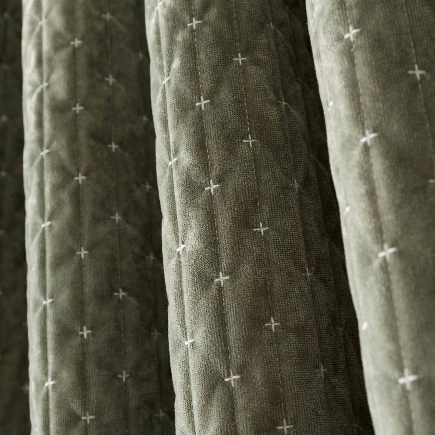 Bianca Fine Linens Attica Velvet Blackout Eyelet Curtains Two Panels Green