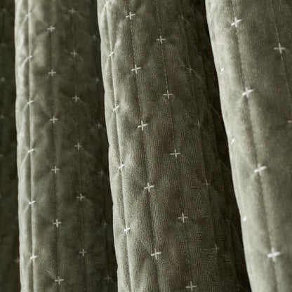 Bianca Fine Linens Attica Velvet Blackout Eyelet Curtains Two Panels Green