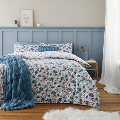 Brushed Ophelia Floral Blue Duvet Cover Set