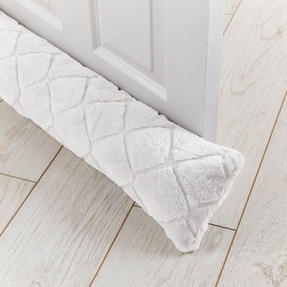 Cosy Diamond Faux Fur Door Draught Excluder White