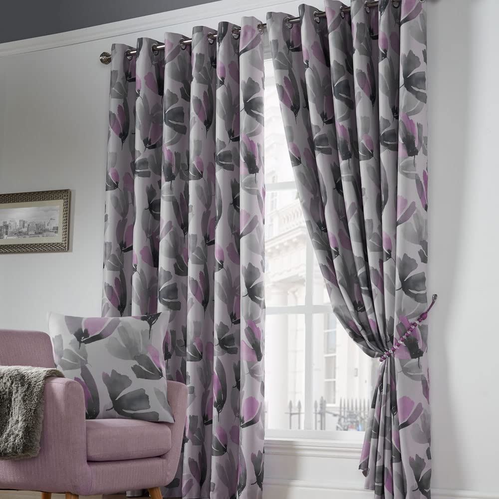 Amsterdam Purple Eyelet Curtains