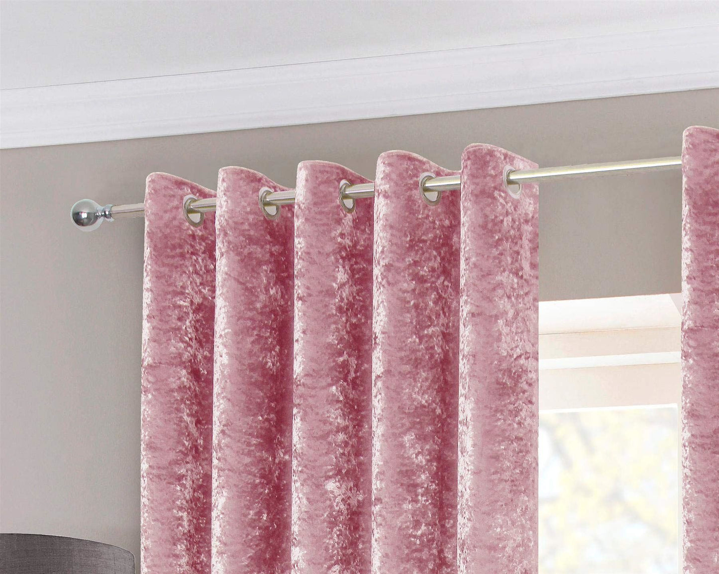 Crushed Blush Velvet Eyelet Curtains