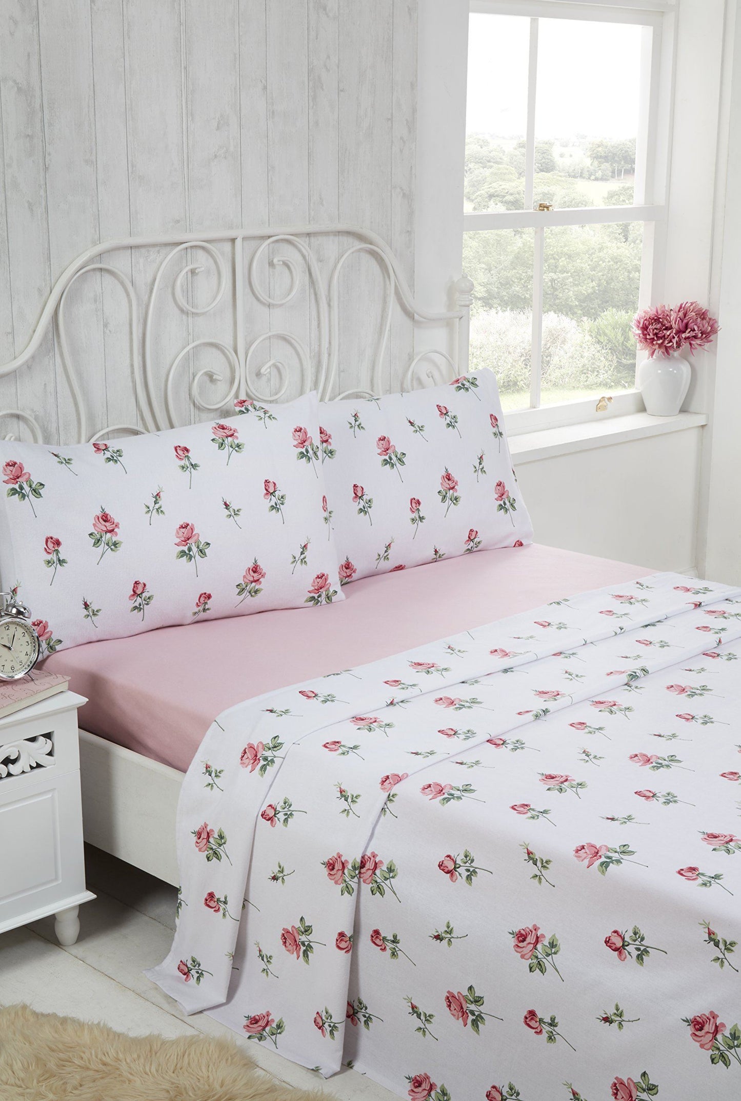 Rosebud BC Pink Fitted & Flat Sheet With Pillowcase