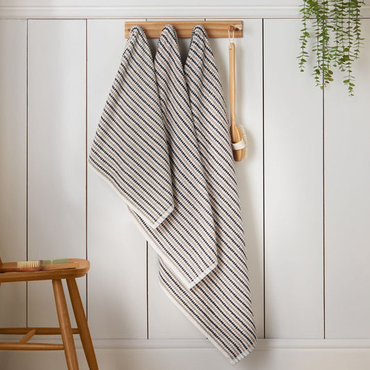 Catherine Lansfield Rice Weave Stripe Grey Towel and Sheet