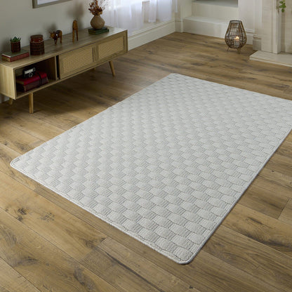 My Mat Sculptured Washable Basketweave Ivory Rug