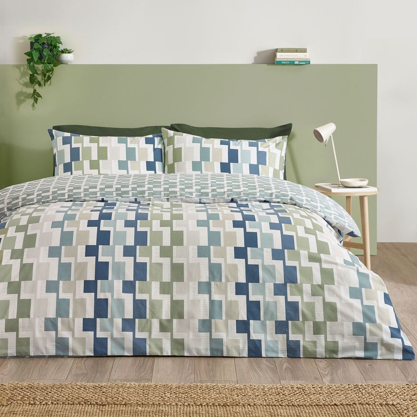 Catherine Lansfield Bryson Geo Blue Duvet Cover Set