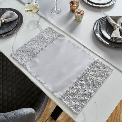 Deco Sequin Silver Placemat  - 30x46 cm