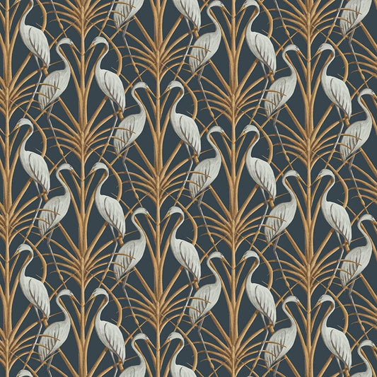 Nouveau Heron Navy Wallpaper