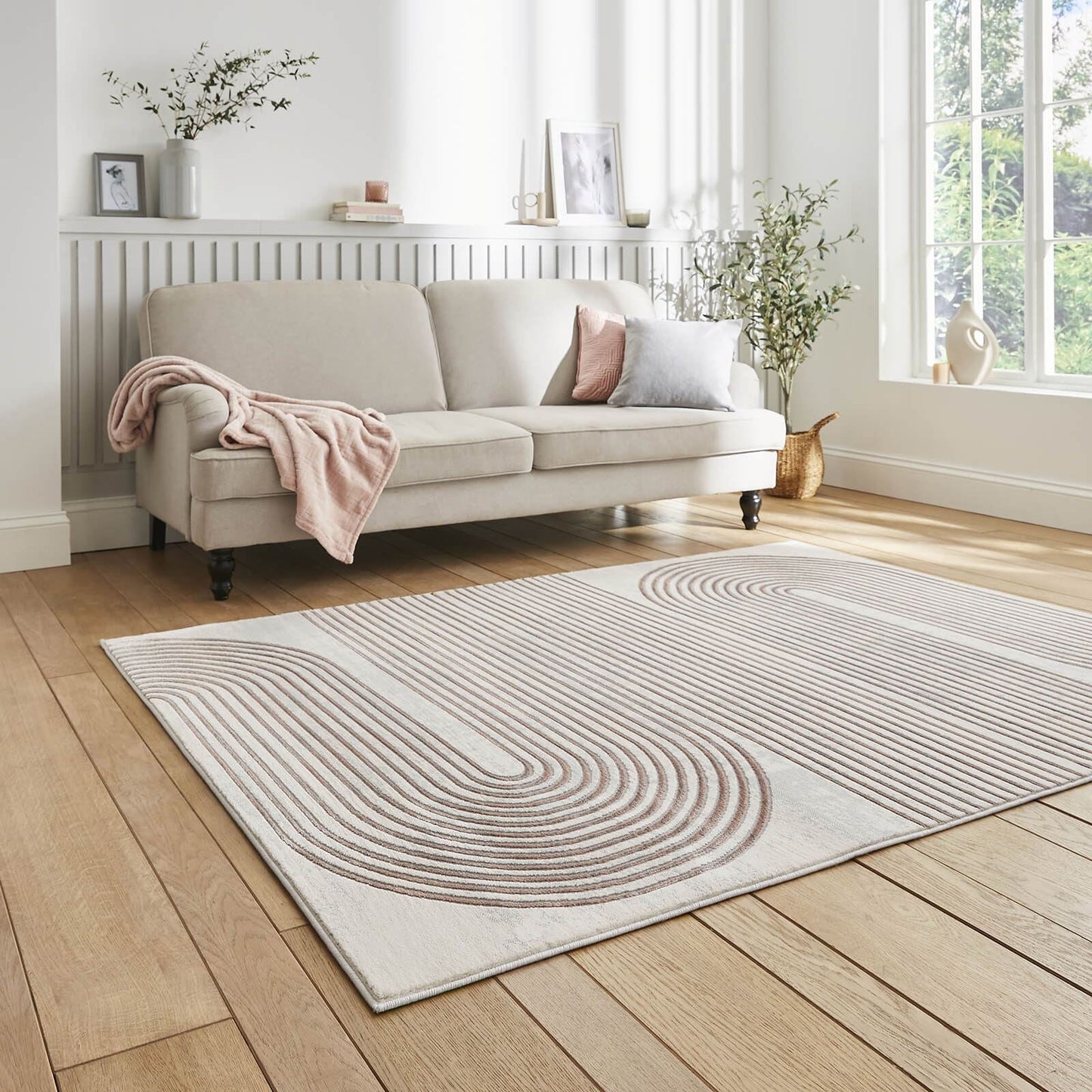 Apollo 2683 Grey/Rose Modern Rug