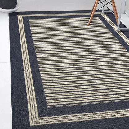 Flatweave Gel Border Navy Rug