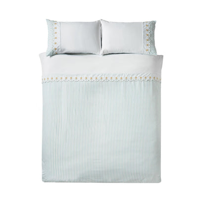 Catherine Lansfield Embroidered Daisy Sage Green Duvet Cover Set