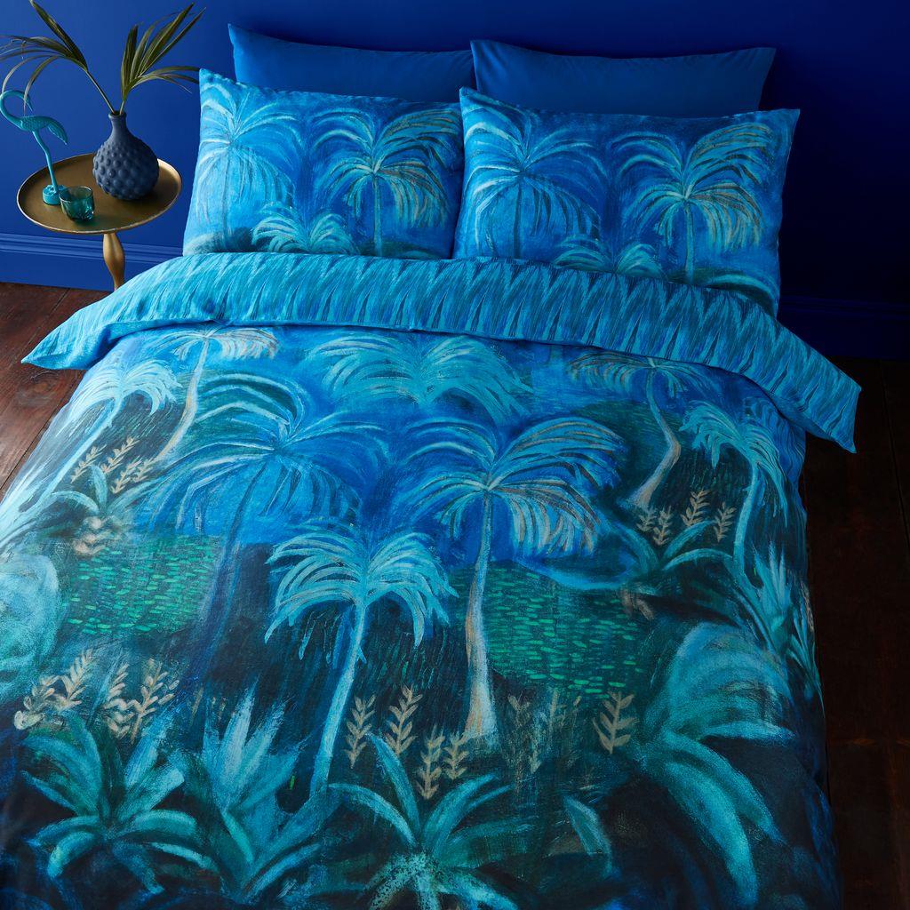 Midnight Palms Blue Duvet Cover Set