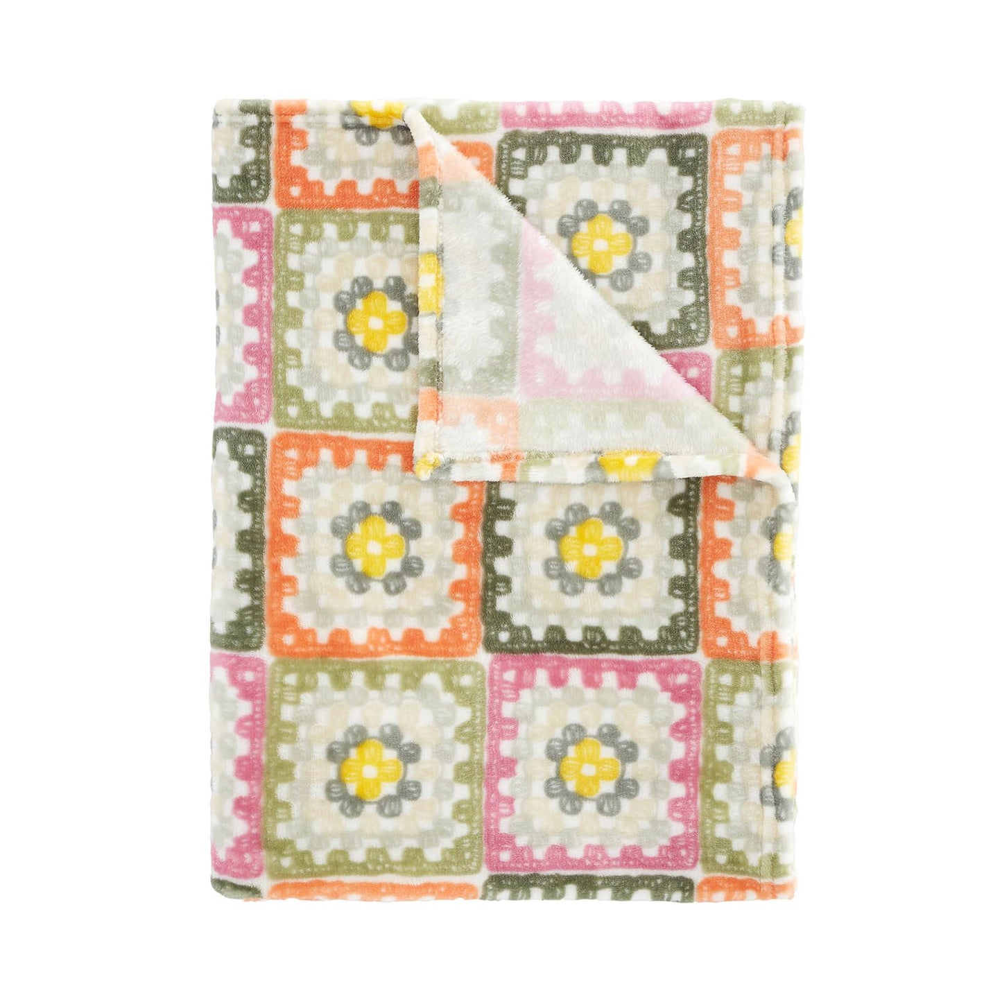 Crochet Print Blanket Throw Green