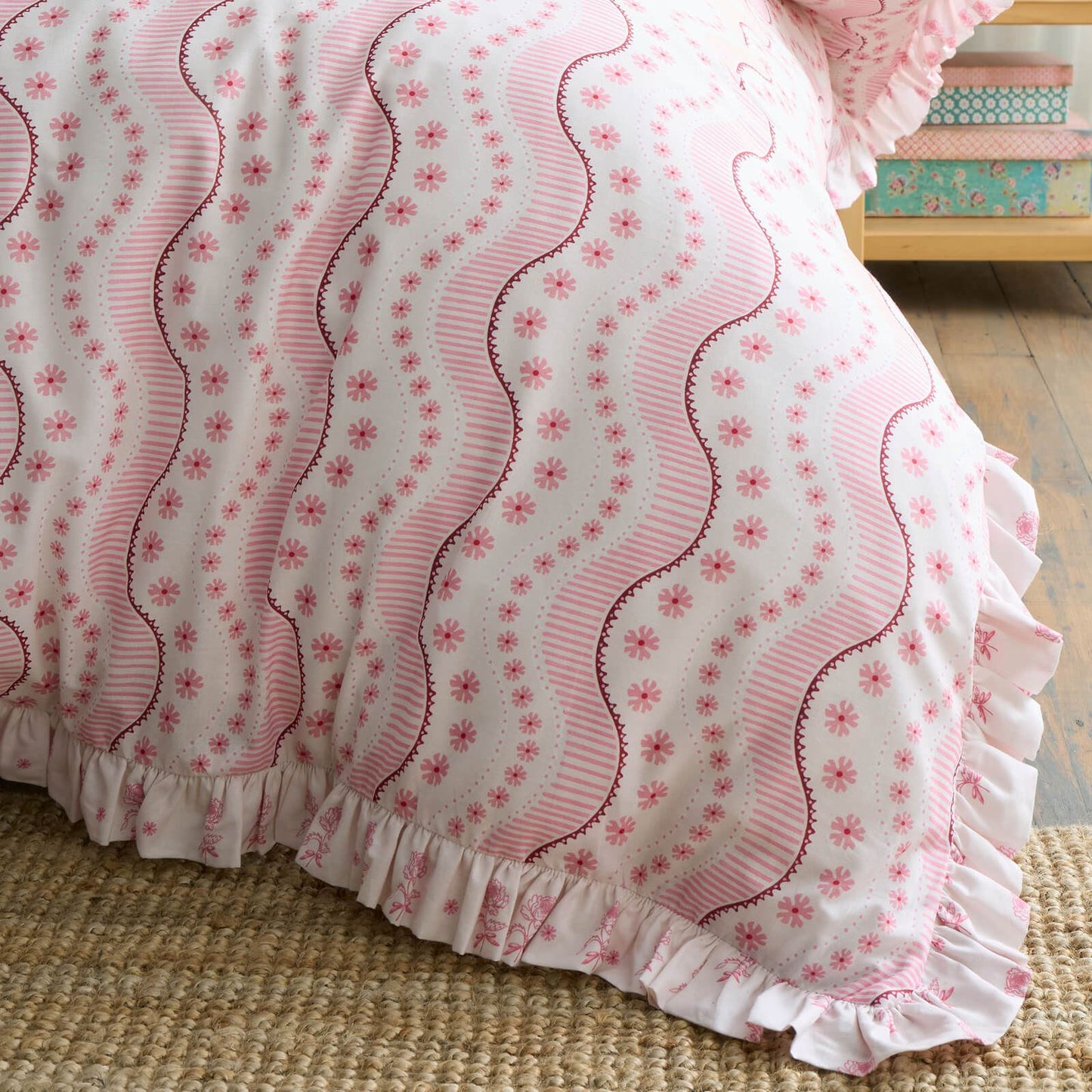 Cath Kidston Spitalfield Silk Striped Cotton Bedding Duvet Cover Set Pink