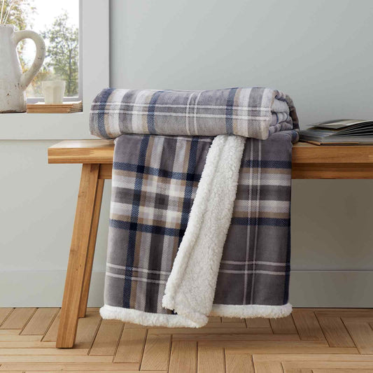 Kelso Check Charcoal Grey Blanket Throw