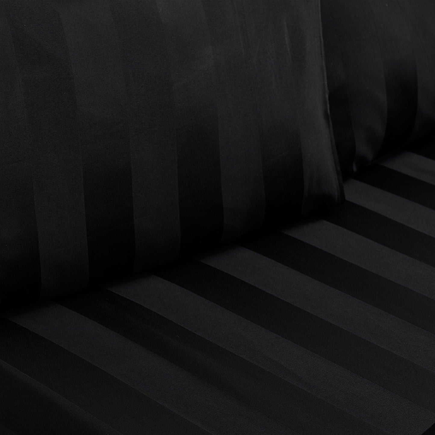 Catherine Lansfield So Soft Satin Stripe Black Duvet Cover Set