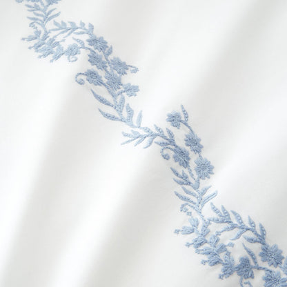 Bianca Camille Embroidered Floral White / Blue Duvet Cover Set