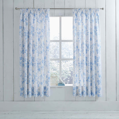 Amelie Blue Pencil Pleat Curtains