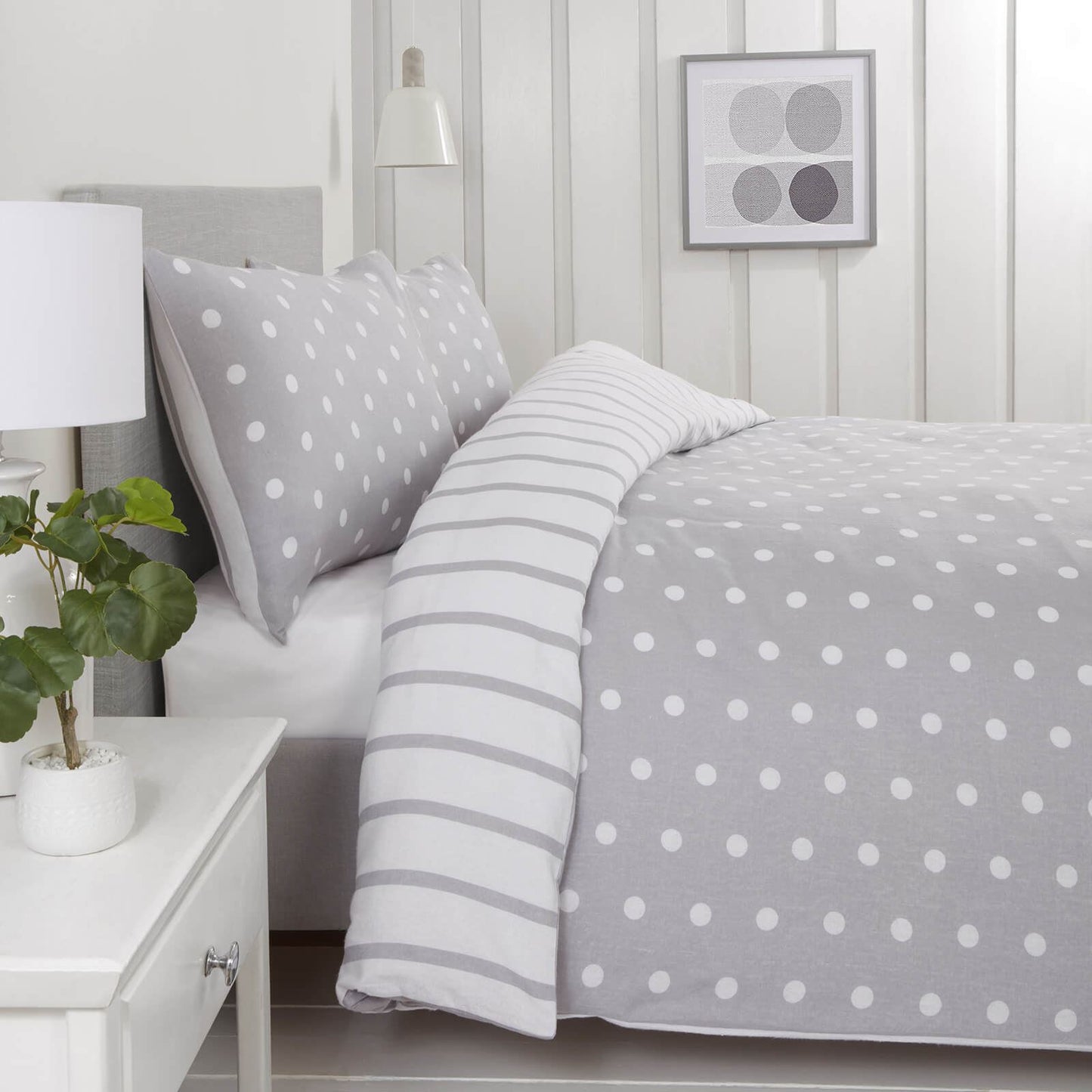 Spots & Stripes Grey Micro Fiber Duvet Set