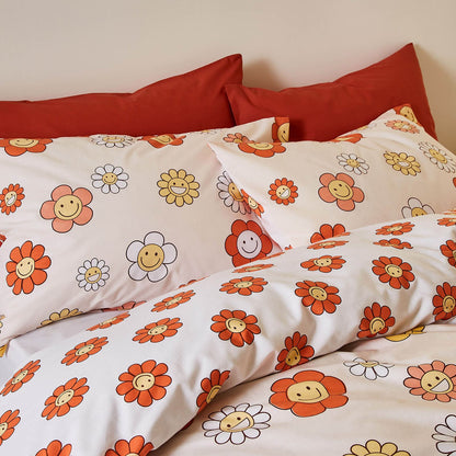 Groovy Floral Natural Duvet Cover Set