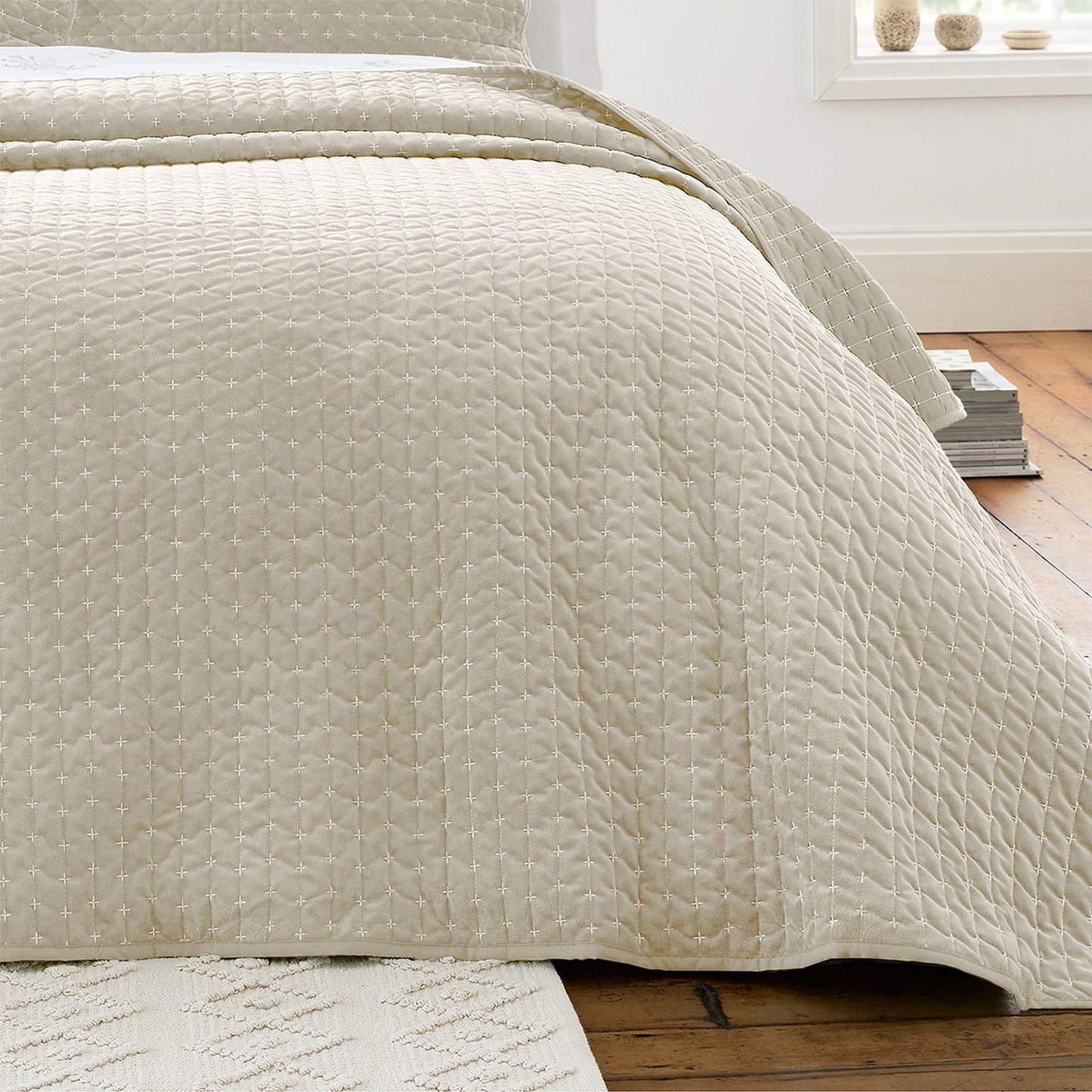 Bianca Attica Velvet Natural Bedspread - 240x260cm