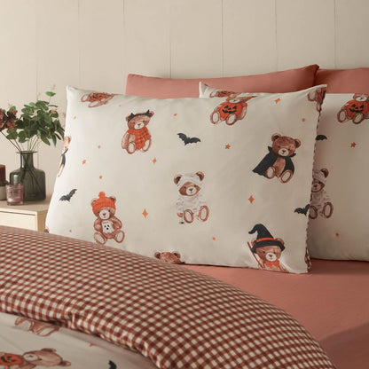 Catherine Lansfield Scare Bears Printed Reversible Bedding Duvet Cover Set Cream