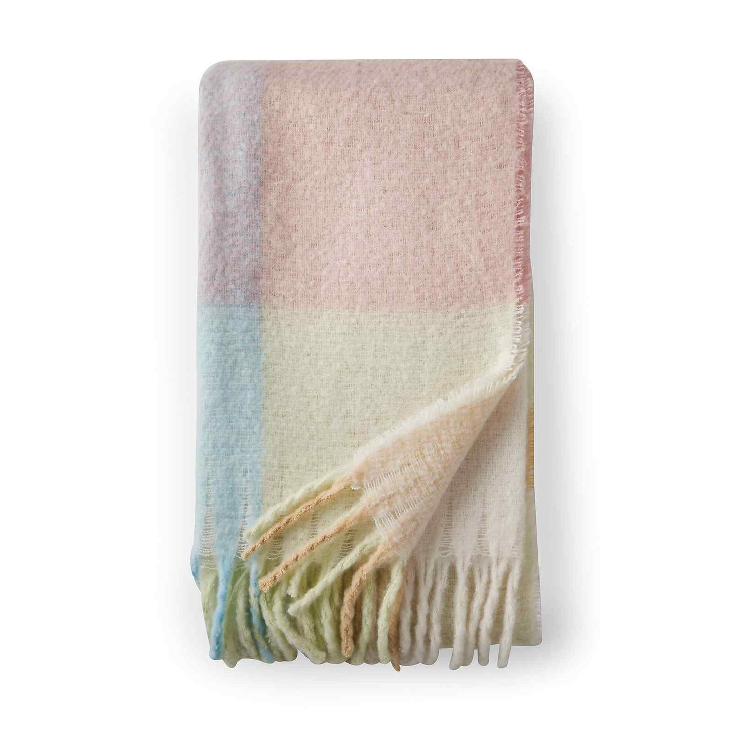 Faux Mohair Check Pastel Blanket Throw