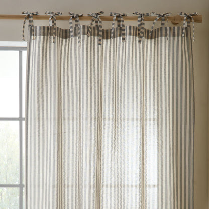 Pineapple Elephant Zanzibar Woven Stripe Grey Curtain Voile Panel