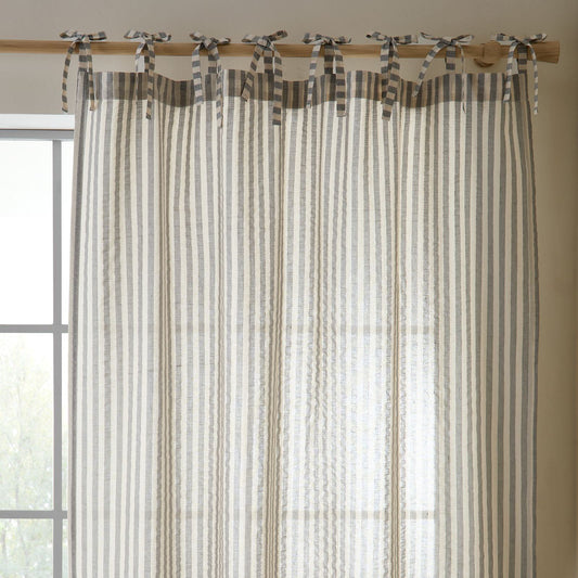 Pineapple Elephant Zanzibar Woven Stripe Grey Curtain Voile Panel