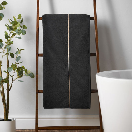 Bianca Zero Twist Satin Stitch Black Towel and Sheet