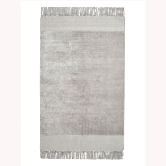 Karma Tassels Cloud Grey Plain Rugs