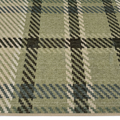 Hug Rug Eco-Washable Isla Plaid Emerald