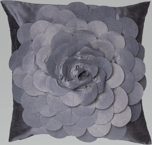 Felt Flower Silver Cushion Cover