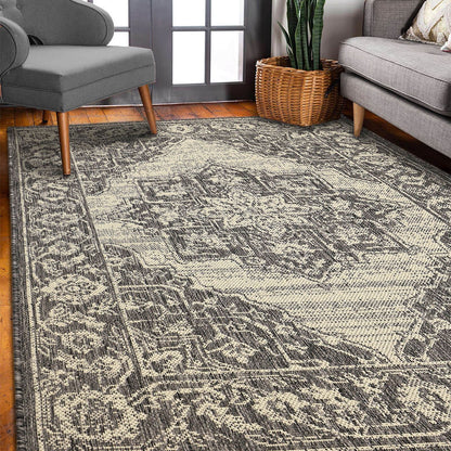 Flatweave Gel Medallion Steel Grey Rug
