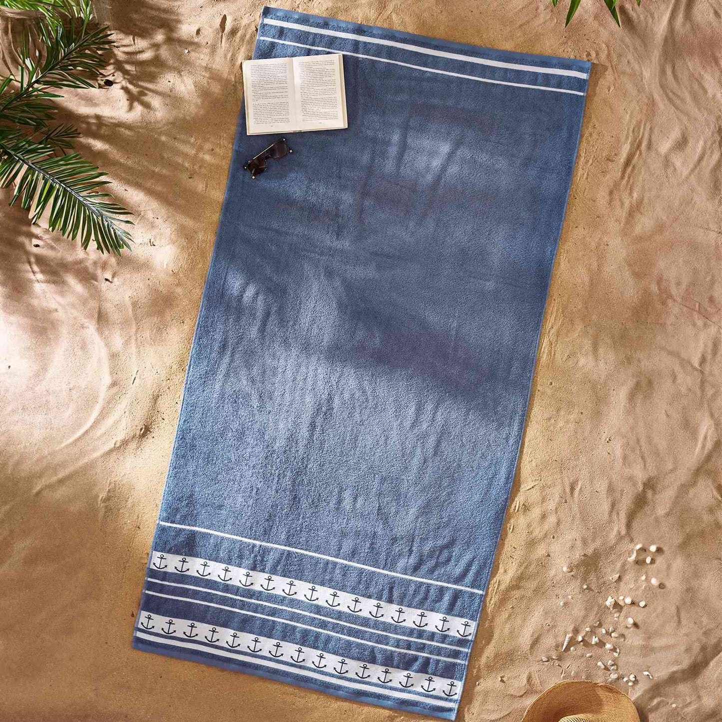 Anchors Blue Beach Towel