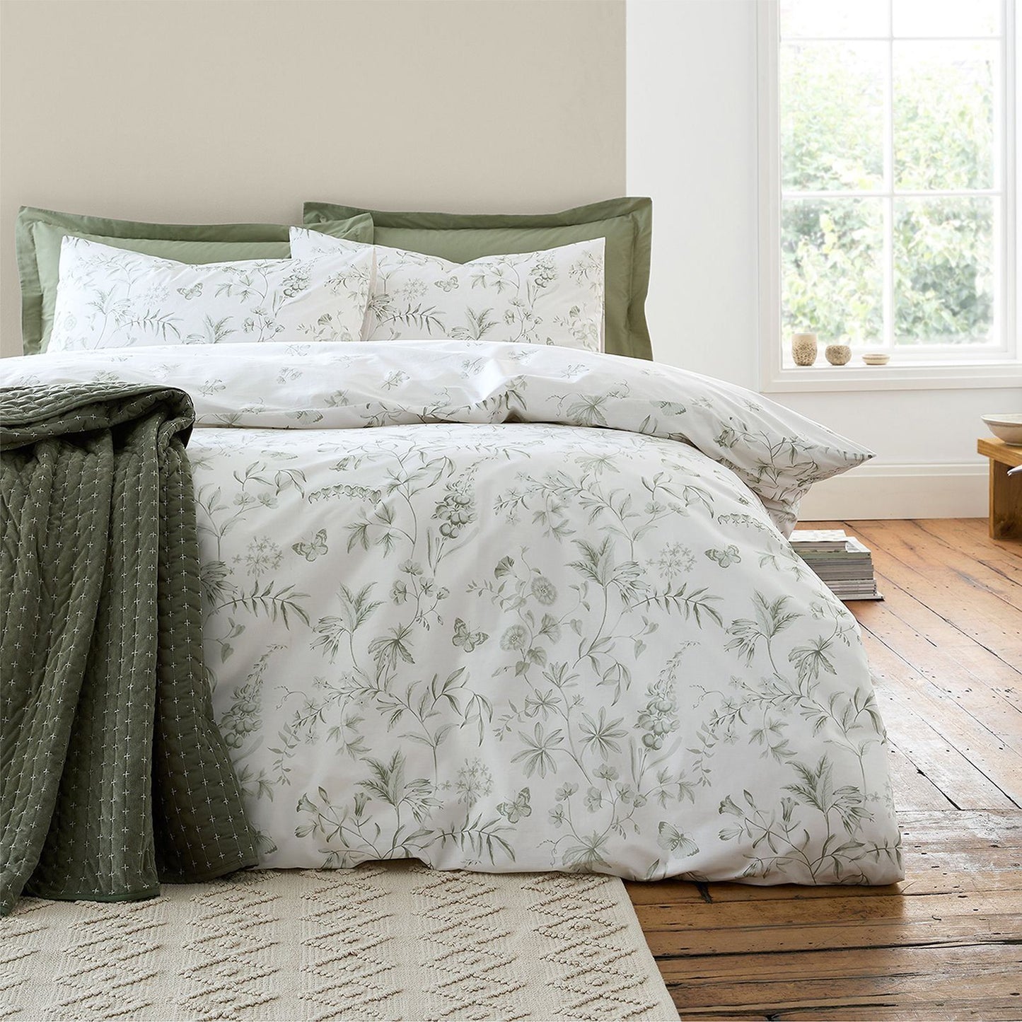 Bianca Thea Floral Green Duvet Cover Set