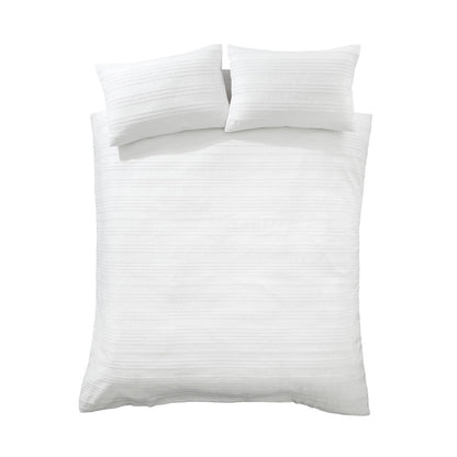Bianca Waffle Cotton Stripe White Duvet Cover Set